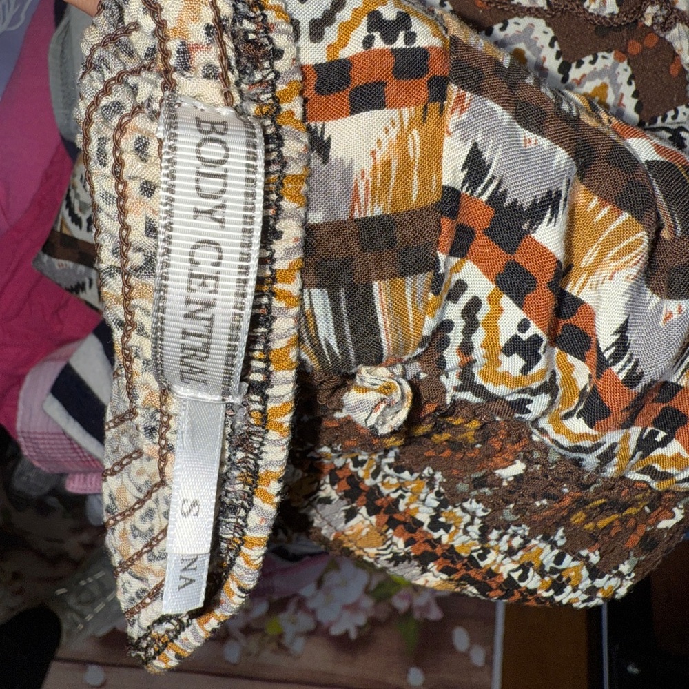 Body Central Strapless Bohemian Dress with Brown and Cream Patterns - Picture 3 of 3